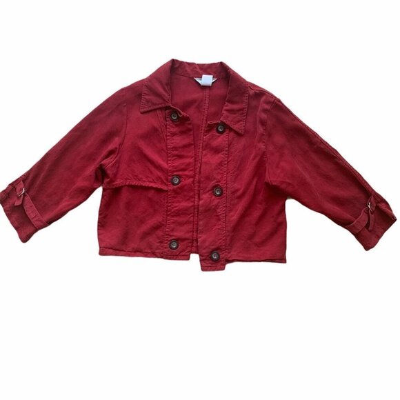 Red Cropped Hard Tail Jacket / Cardigan - Picture 2 of 4
